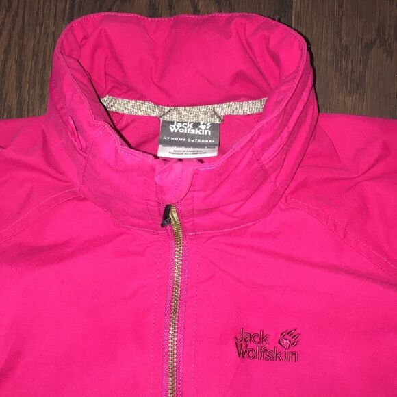Pink Jack Wolfskin Womens Function 65 Organic Zip Hood Collar Hiking Jacket #899 - Picture 2 of 13